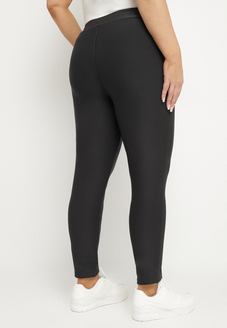 yu & me Pantaloni Gri închis cu Bumbac cu Talie înaltă și Legătură Dannaria