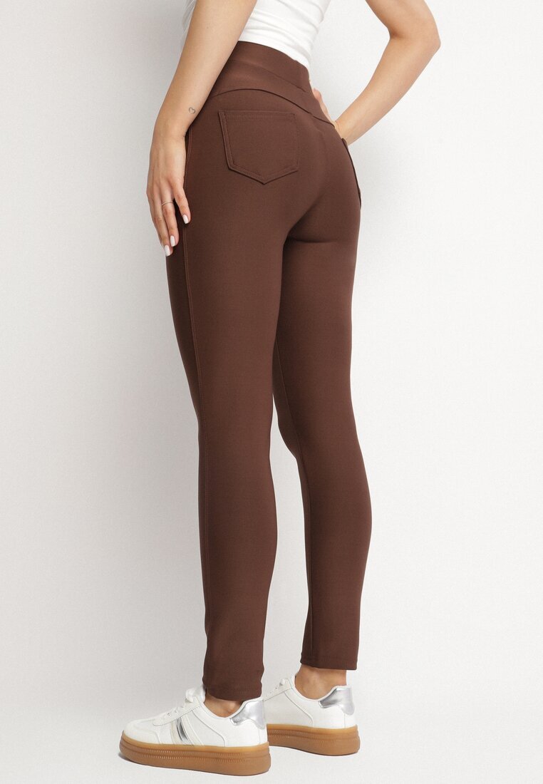 yu & me Pantaloni Maro cu croi ajustat cu elastic în talie și talie înaltă Selbia