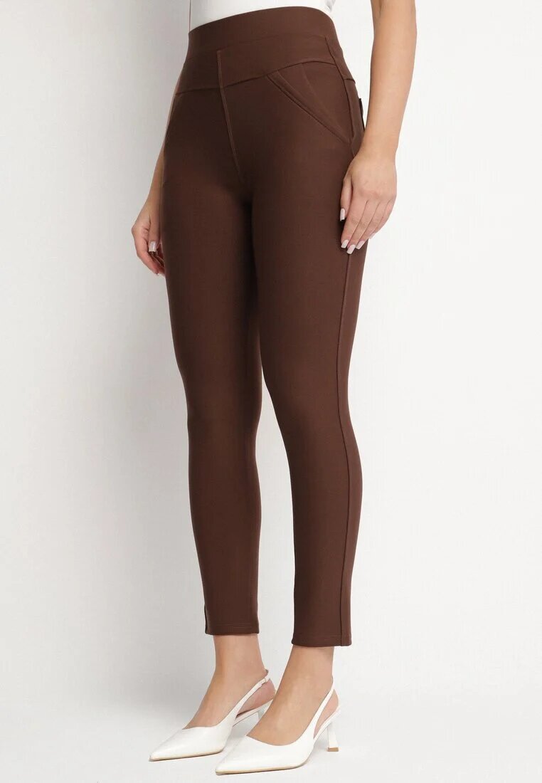 yu & me Pantaloni Maro cu croială ajustată cu elastic în talie și buzunare Rizenna