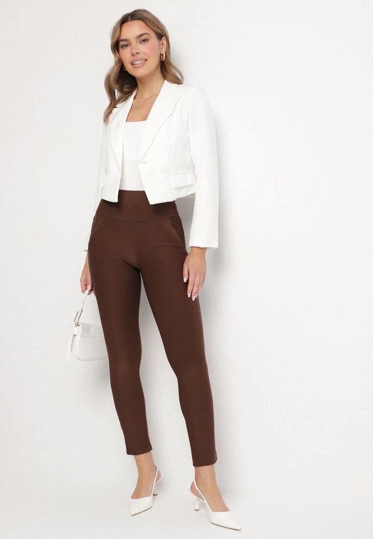 yu & me Pantaloni Maro cu croială ajustată cu elastic în talie și buzunare Rizenna
