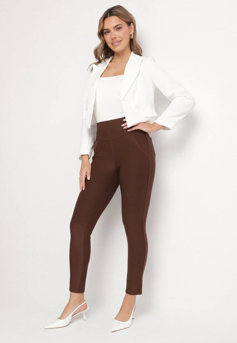 yu & me Pantaloni Maro cu croială ajustată cu elastic în talie și buzunare Rizenna