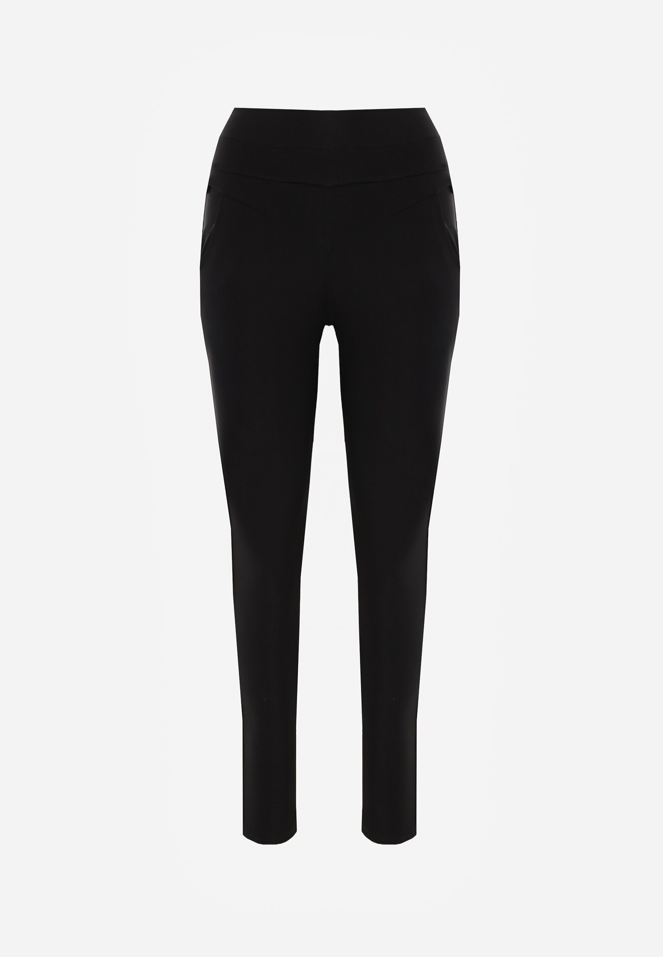 yu & me Pantaloni Negri cu Croială Slim Fit cu Elastic în Talie și Talie Înaltă Selbia