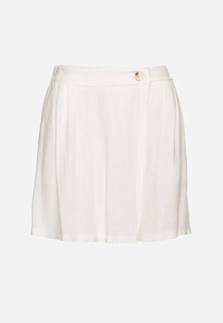 yu & me Pantaloni scurți tip fustă Albi din In decorați cu Pliu Salloril