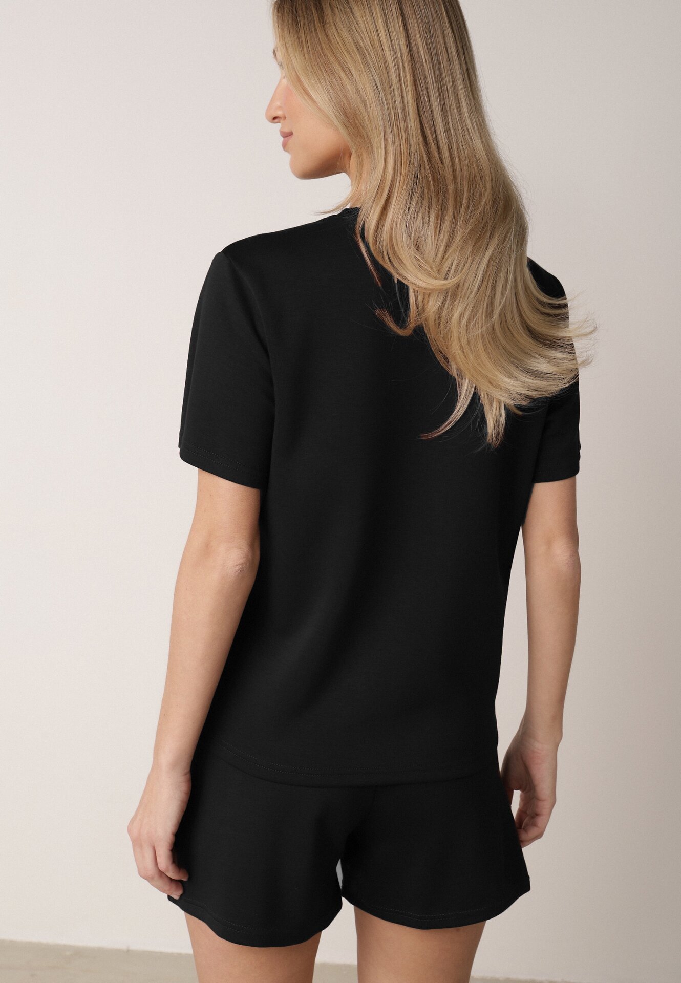yu & me Set Negru De vară din bumbac și viscoză Tricou și Pantaloni scurți Celinai