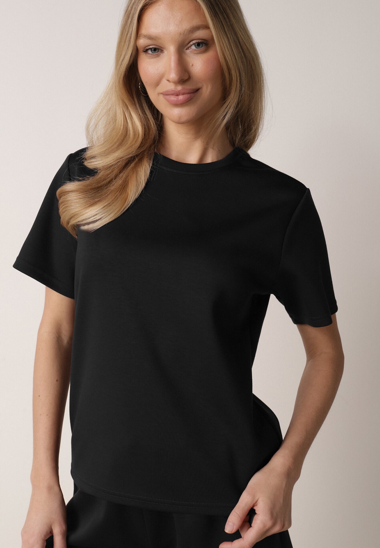 yu & me Set Negru De vară din bumbac și viscoză Tricou și Pantaloni scurți Celinai
