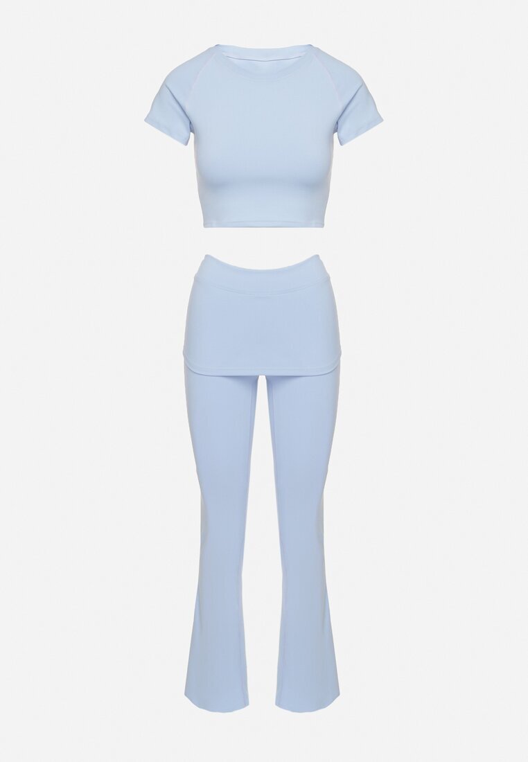 yu & me Set Sport Albastru deschis Mulat Tricou și Pantaloni Clopot rulați Silenira