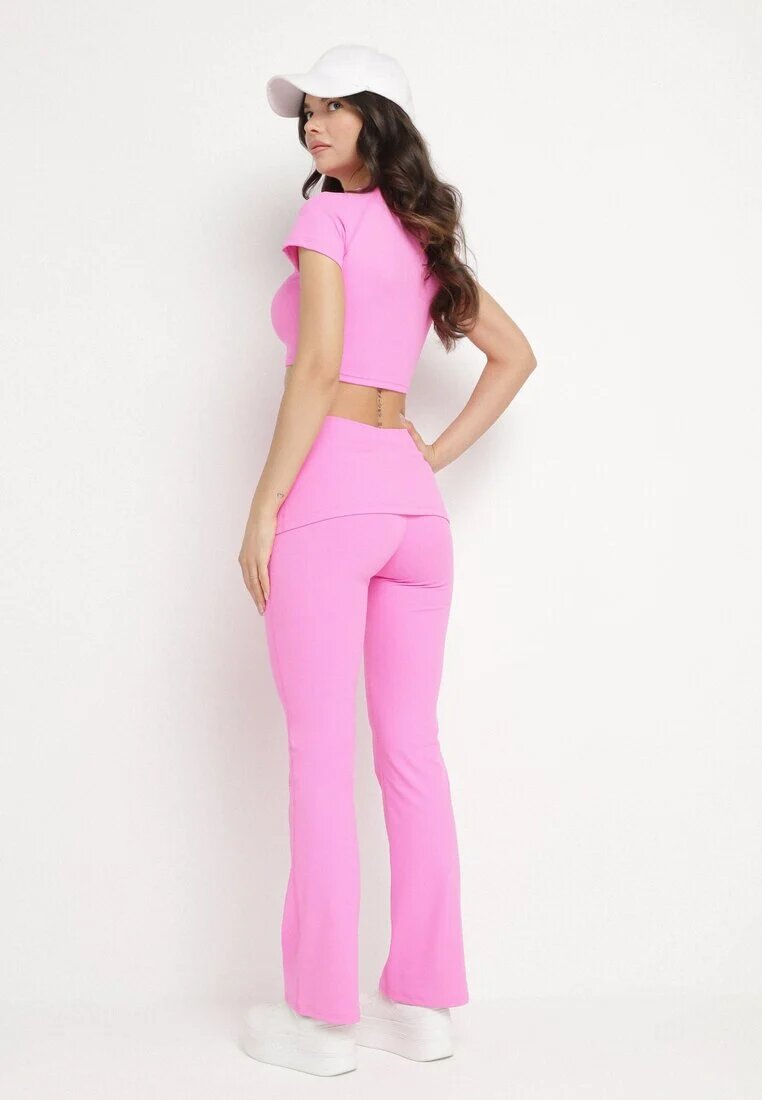 yu & me Set Sportiv Roz Mulat Tricou și Pantaloni evazați cu manșete Silenira