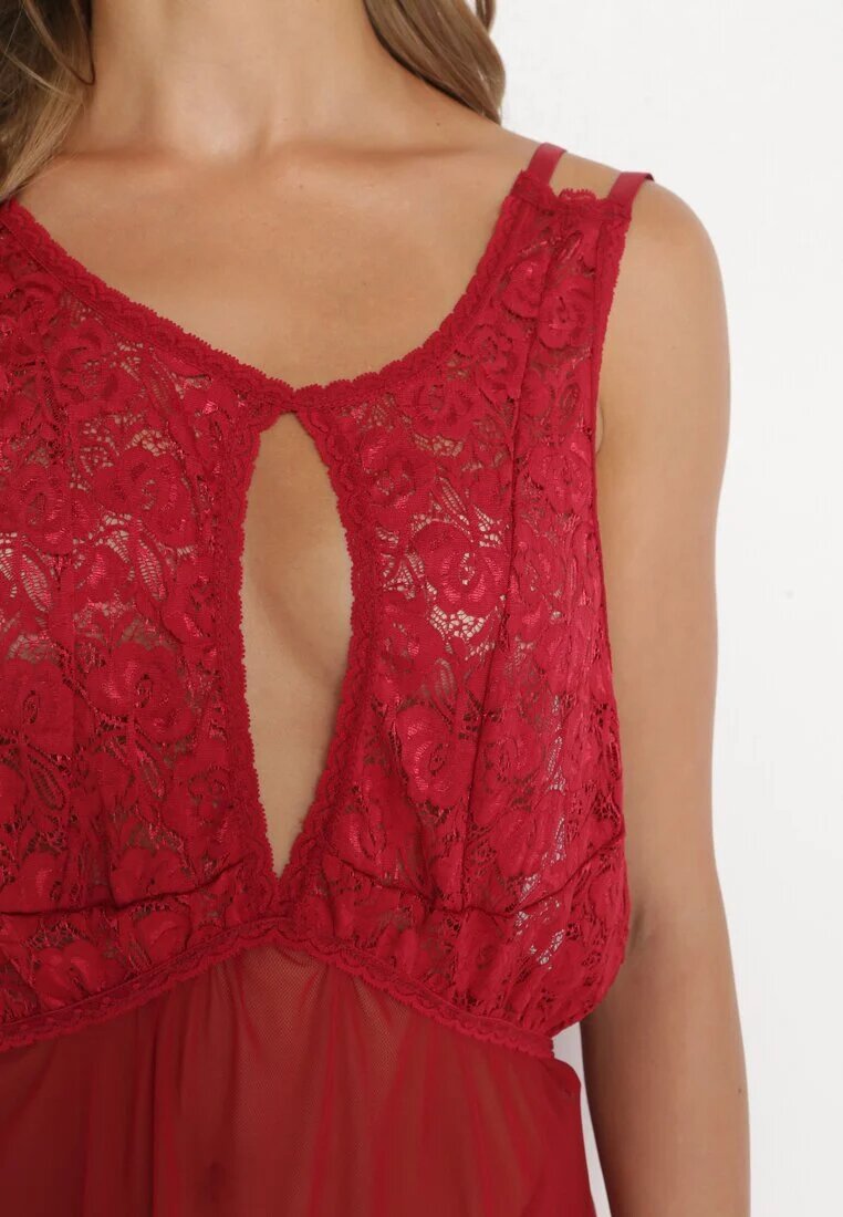 yuna Rochie de noapte Bordeaux cu Decupaj la Decolteu și stringuri Prosill