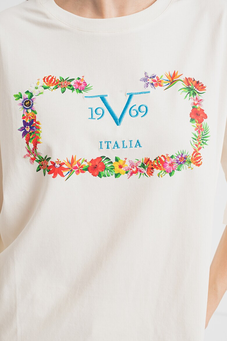 19V69 ITALIA Tricou cu imprimeu si maneci cazute - Pled.ro