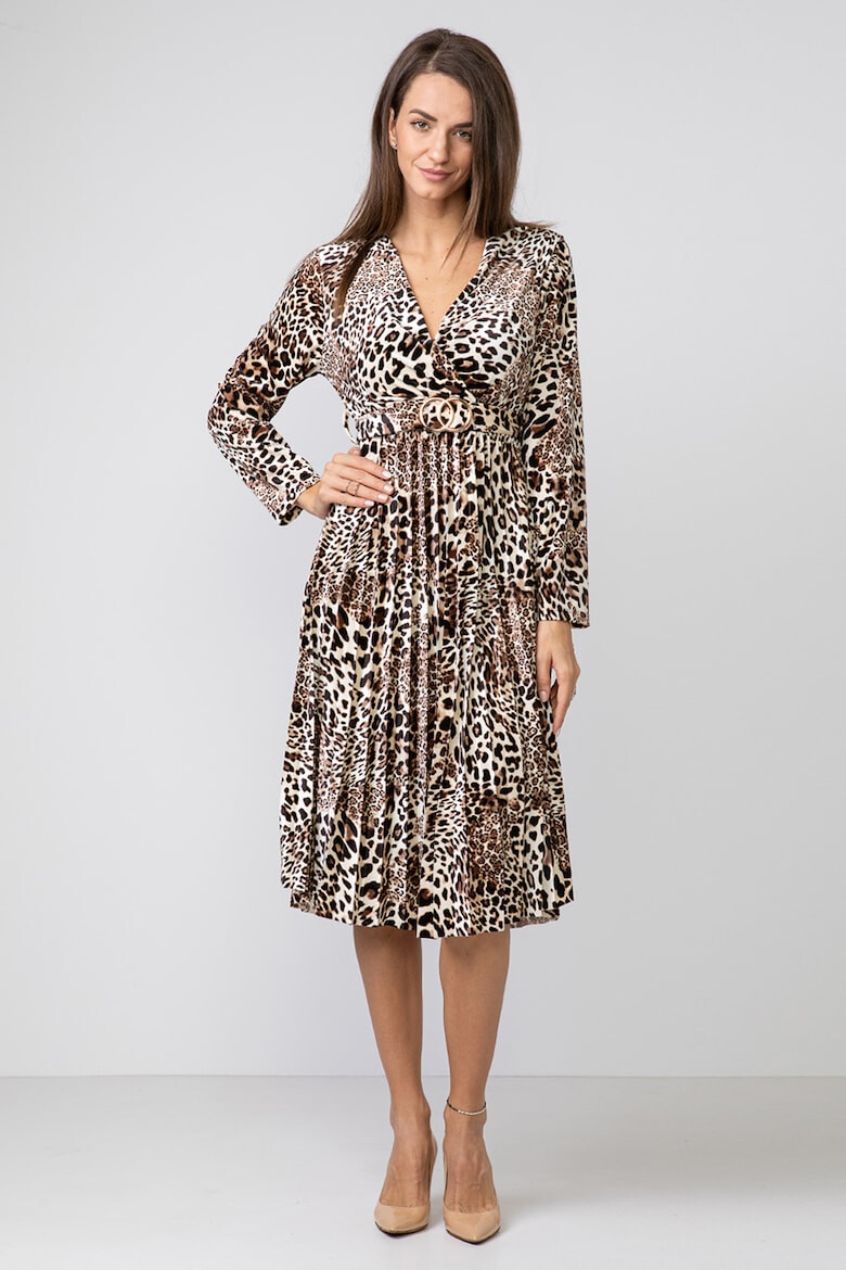 4YOU Rochie cu pliuri si animal print - Pled.ro