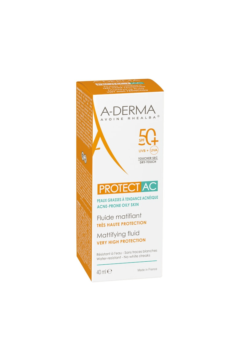 A-Derma Fluid matifiant cu protectie solara Protect AC SPF 50+ pentru ten gras 40 ml - Pled.ro