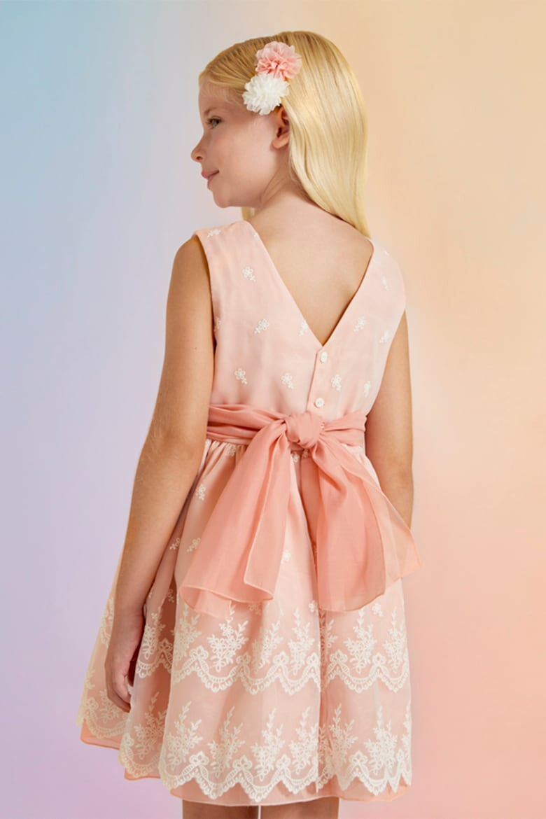 Abel & Lula Flared Dress With Lace Inserts Pastel pink 140 CM - Pled.ro