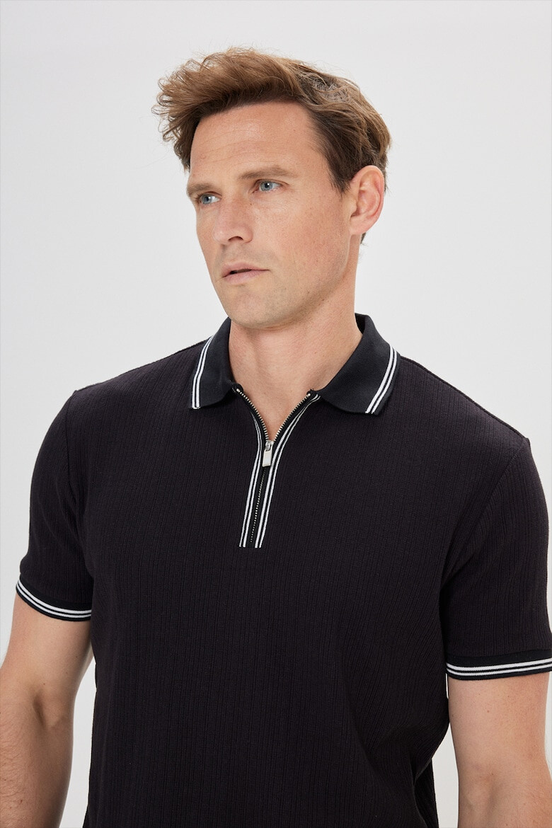 AC&Co Tricou polo cu fermoar scurt - Pled.ro