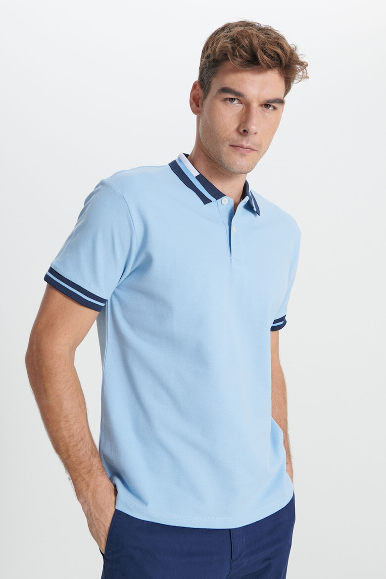 AC&Co Tricou polo de bumbac cu detalii contrastante - Pled.ro