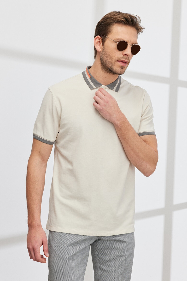 AC&Co Tricou polo de bumbac cu detalii contrastante - Pled.ro