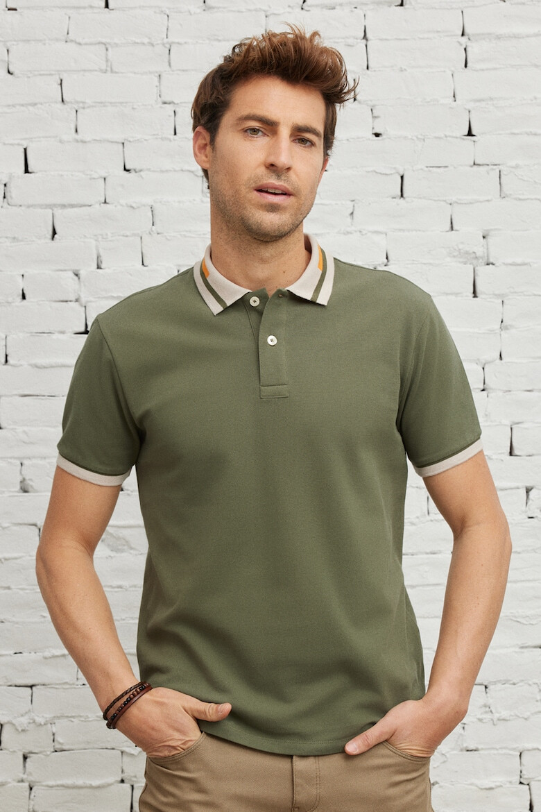 AC&Co Tricou polo de bumbac cu detalii contrastante - Pled.ro