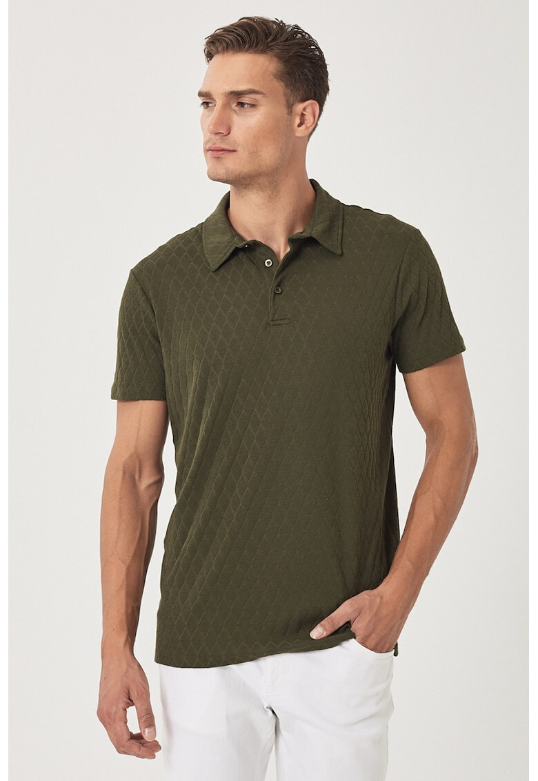 AC&Co Tricou polo slim fit cu model geometric - Pled.ro