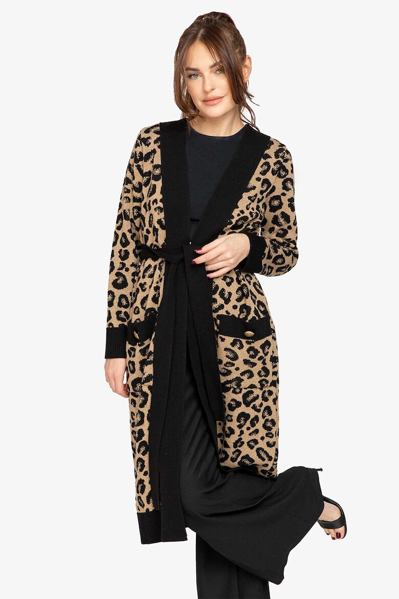 Acob à porter Cardigan cu animal print si prindere cu cordon - Pled.ro