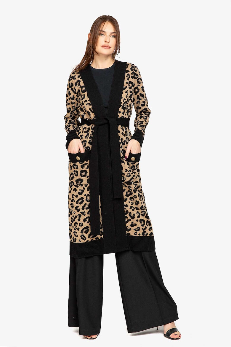 Acob à porter Cardigan cu animal print si prindere cu cordon - Pled.ro