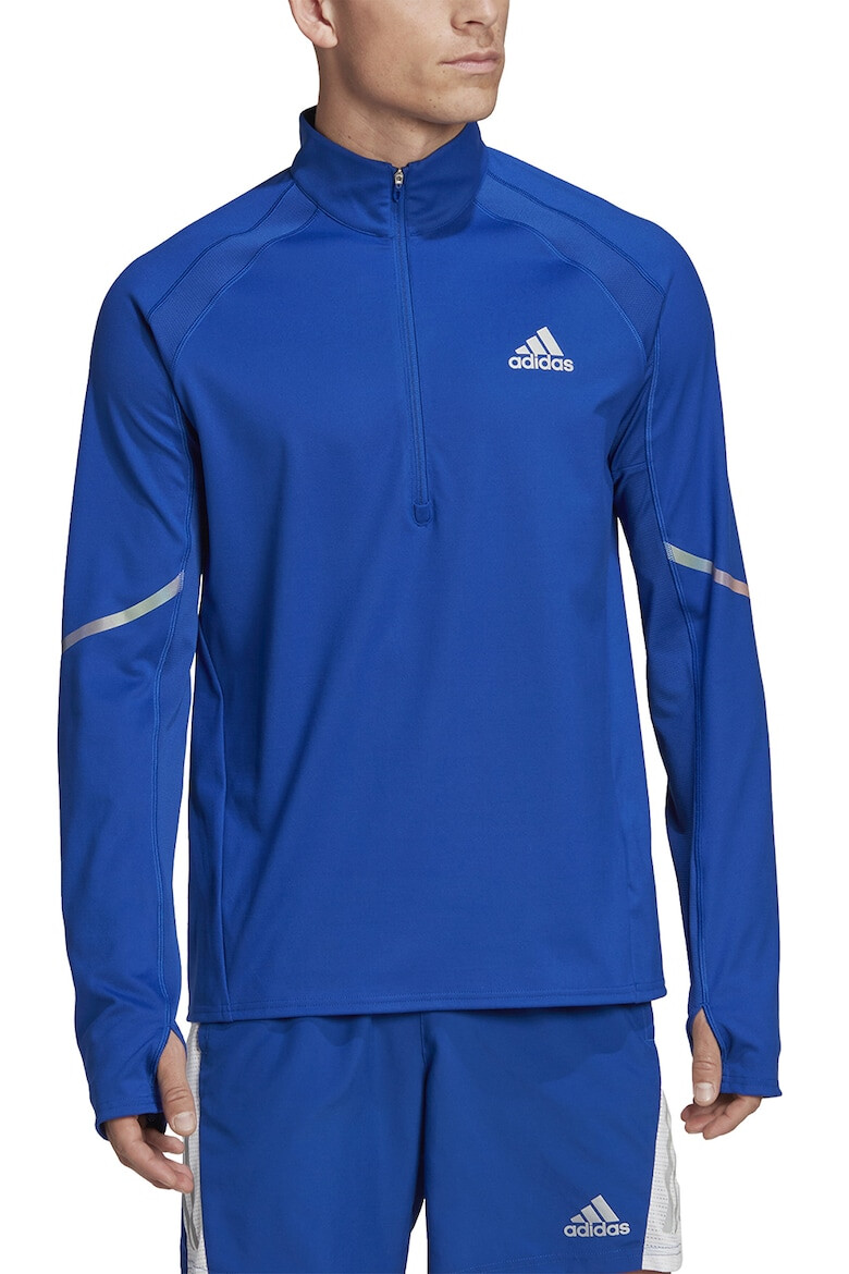 adidas Performance Bluza cu fermoar scurt si detalii logo pentru alergare - Pled.ro