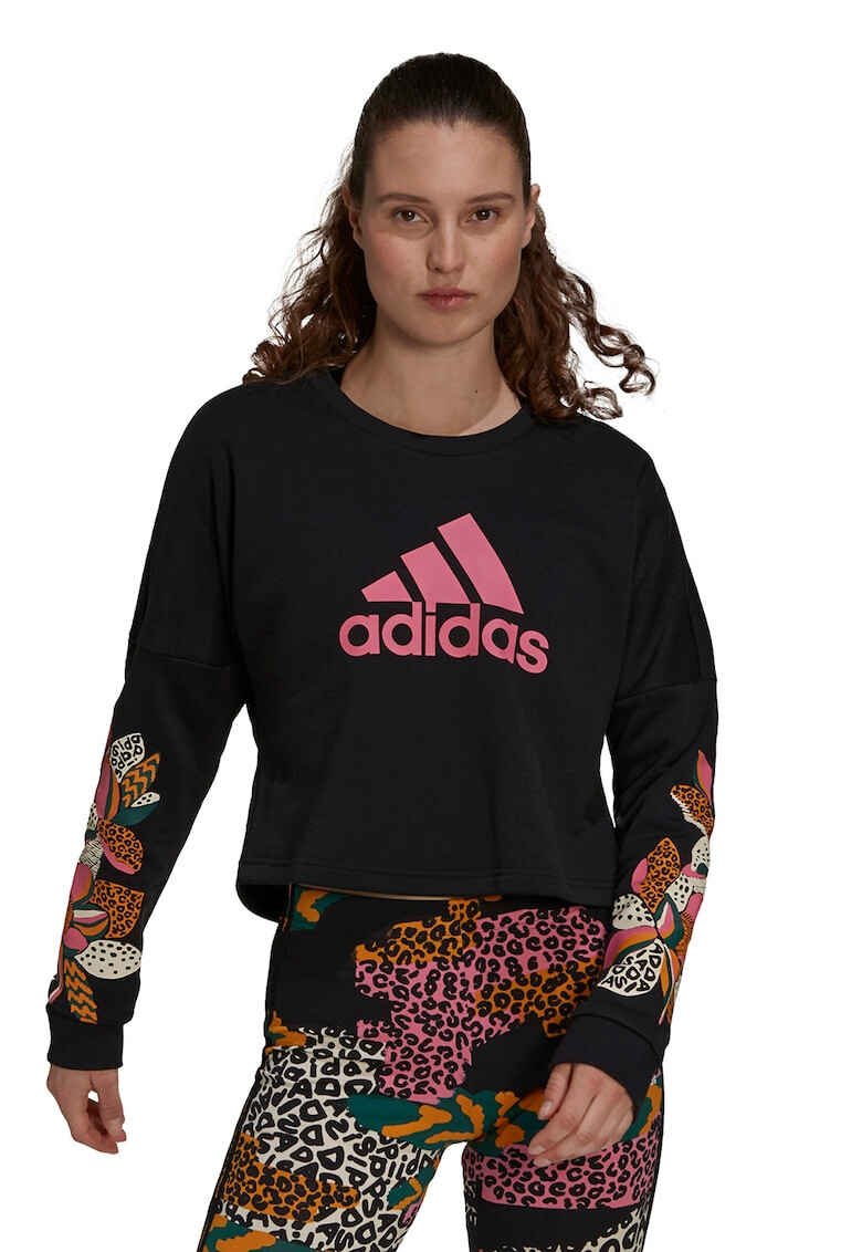 adidas Performance Bluza sport lejera crop din fleece Farm Rio - Pled.ro