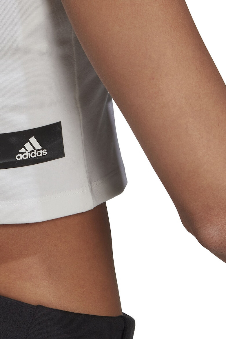 adidas Sportswear Top crop cu decolteu pe un umar si imprimeu logo - Pled.ro