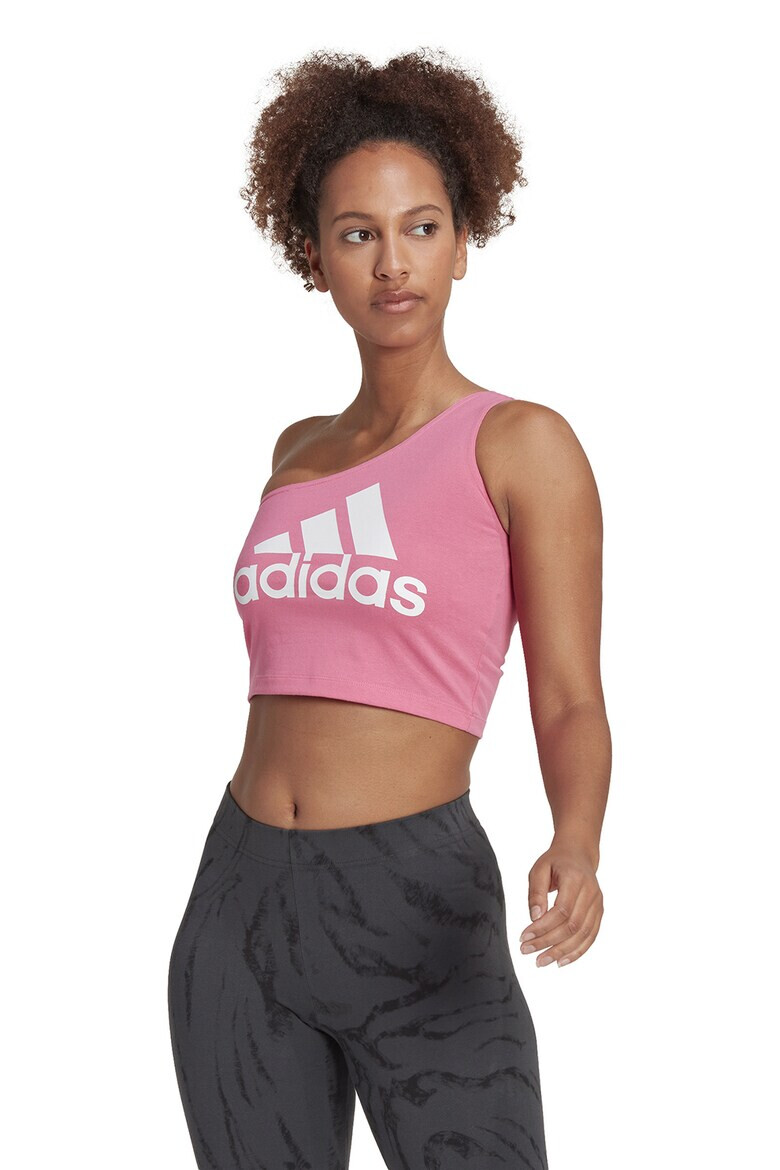 adidas Sportswear Top crop cu decolteu pe un umar si imprimeu logo - Pled.ro