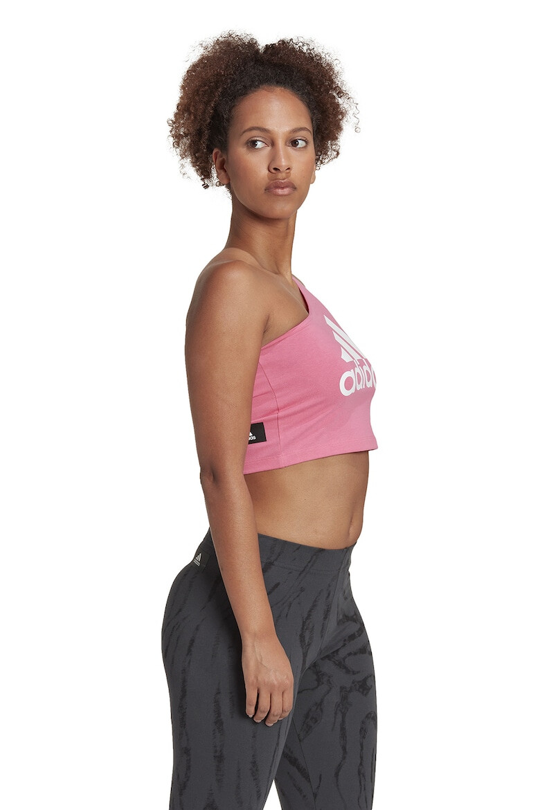 adidas Sportswear Top crop cu decolteu pe un umar si imprimeu logo - Pled.ro