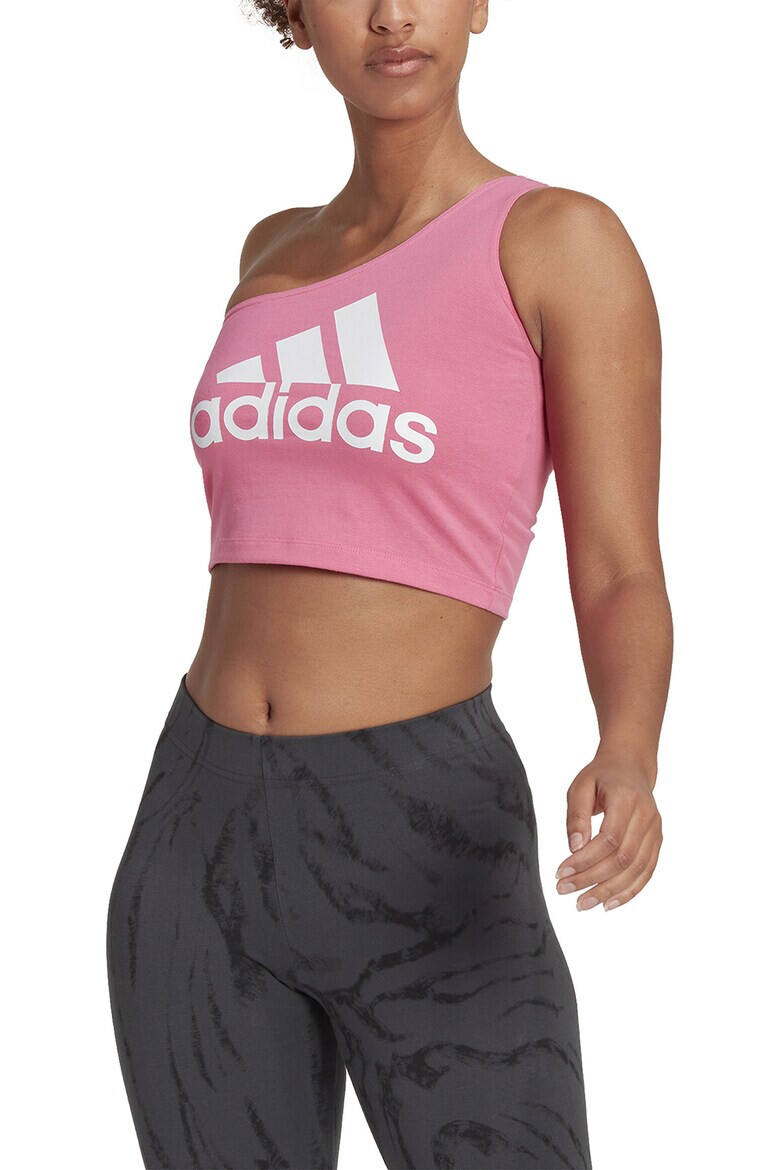 adidas Sportswear Top crop cu decolteu pe un umar si imprimeu logo - Pled.ro