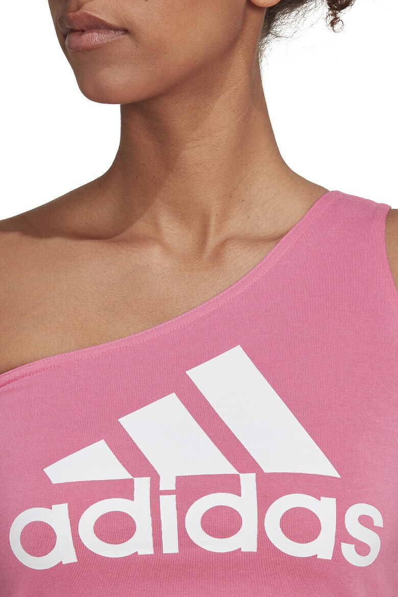 adidas Sportswear Top crop cu decolteu pe un umar si imprimeu logo - Pled.ro