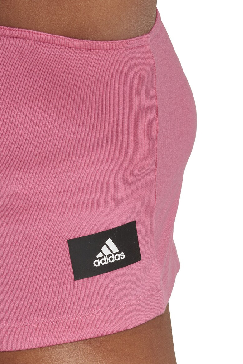 adidas Sportswear Top crop cu decolteu pe un umar si imprimeu logo - Pled.ro