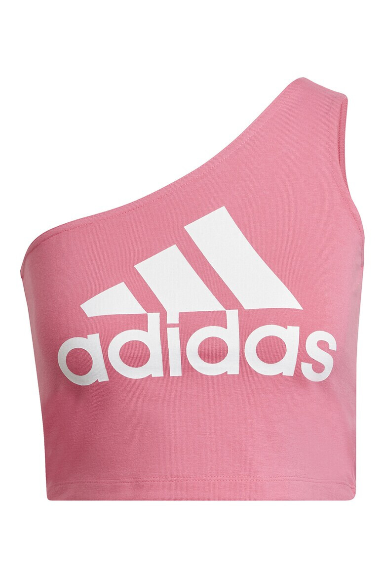 adidas Sportswear Top crop cu decolteu pe un umar si imprimeu logo - Pled.ro