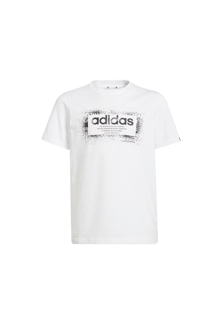 adidas Performance Tricou din bumbac cu decolteu la baza gatului si imprimeu - Pled.ro