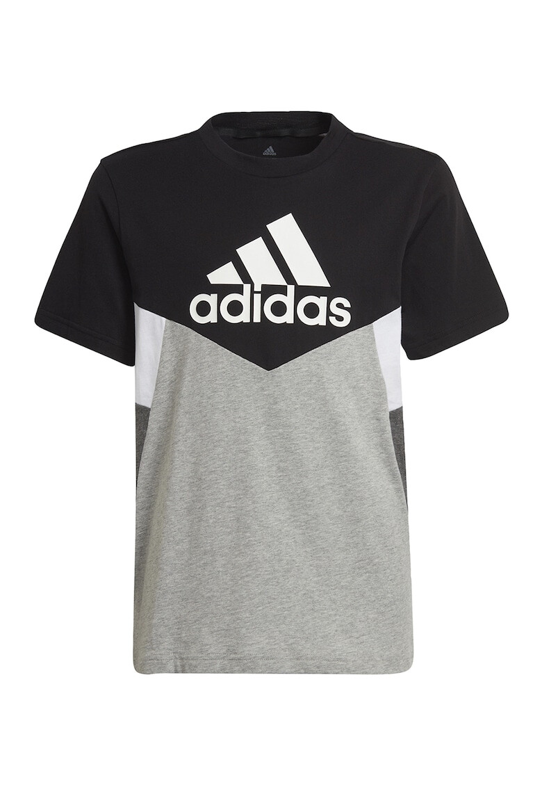 adidas Performance Tricou din bumbac cu decolteu la baza gatului si model colorblock - Pled.ro