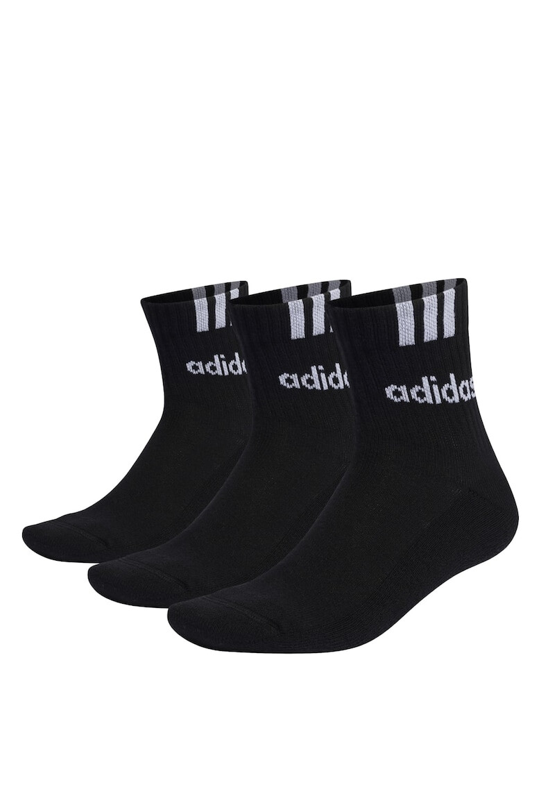 adidas Set 3 perechi sosete cu logo lateral Bumbac Negru - Pled.ro