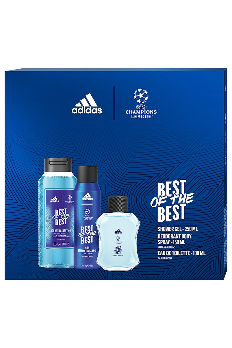 adidas Set Cadou Barbati Uefa Best Of The Best: Apa De Toaleta 10 ml + Deodorant 150 ml + Gel De Dus 250 ml - Pled.ro