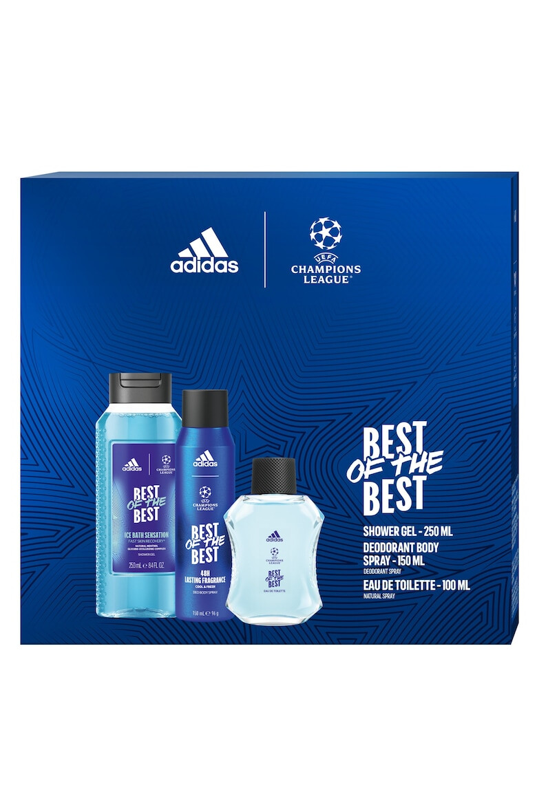 adidas Set Cadou Barbati Uefa Best Of The Best: Apa De Toaleta 10 ml + Deodorant 150 ml + Gel De Dus 250 ml - Pled.ro