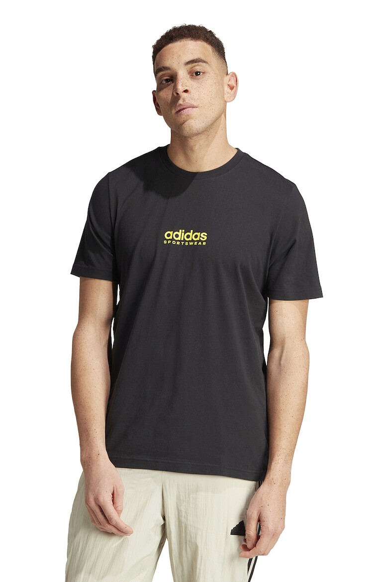 adidas Sportswear Tricou din bumbac cu decolteu la baza gatului logo si imprimeu pe partea din spate - Pled.ro