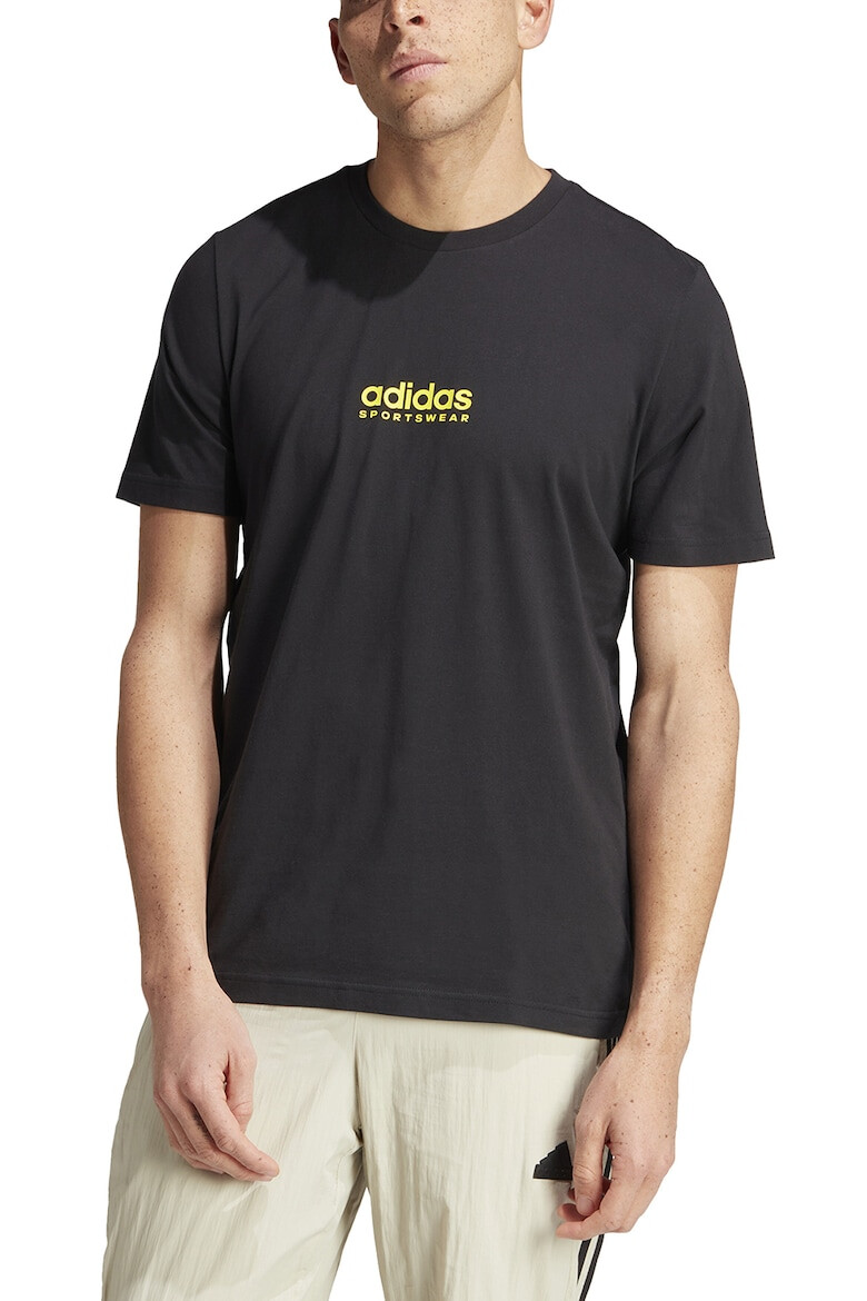 adidas Sportswear Tricou din bumbac cu decolteu la baza gatului logo si imprimeu pe partea din spate - Pled.ro