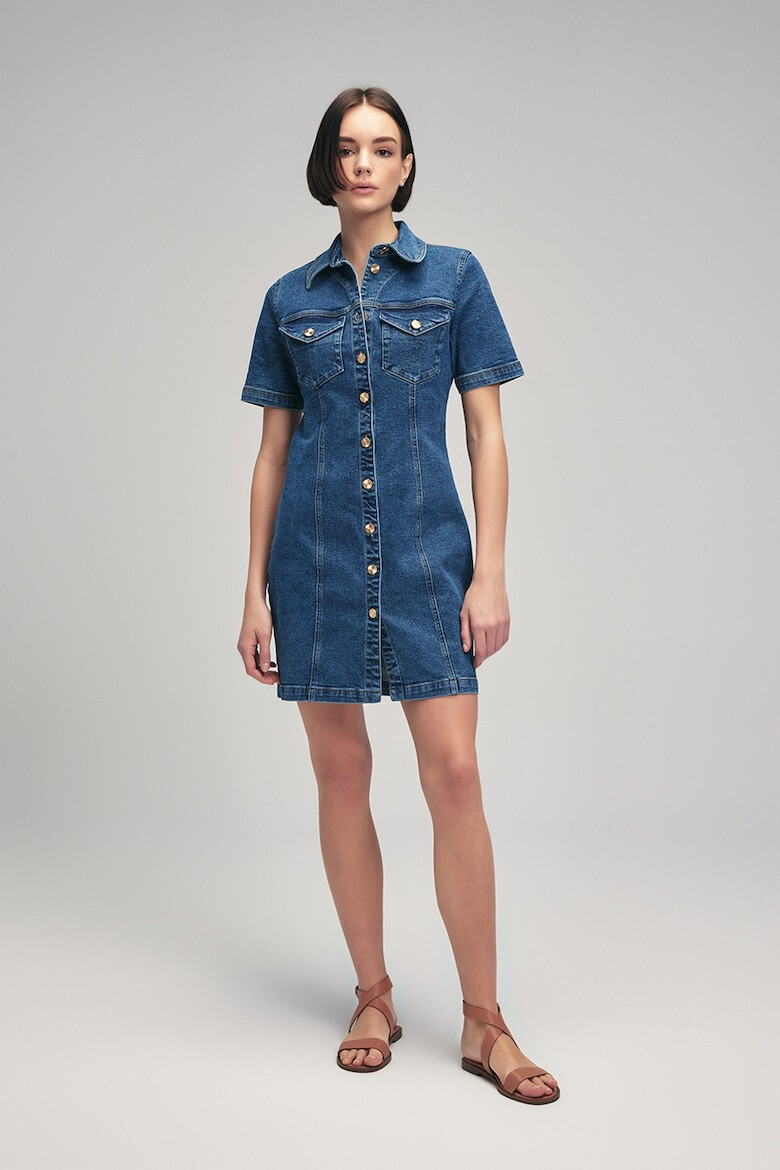 adL Rochie-camasa din denim cu croiala dreapta - Pled.ro