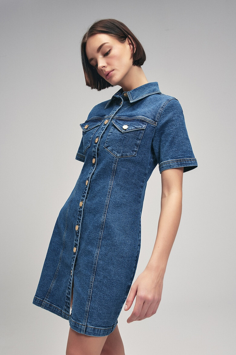 adL Rochie-camasa din denim cu croiala dreapta - Pled.ro