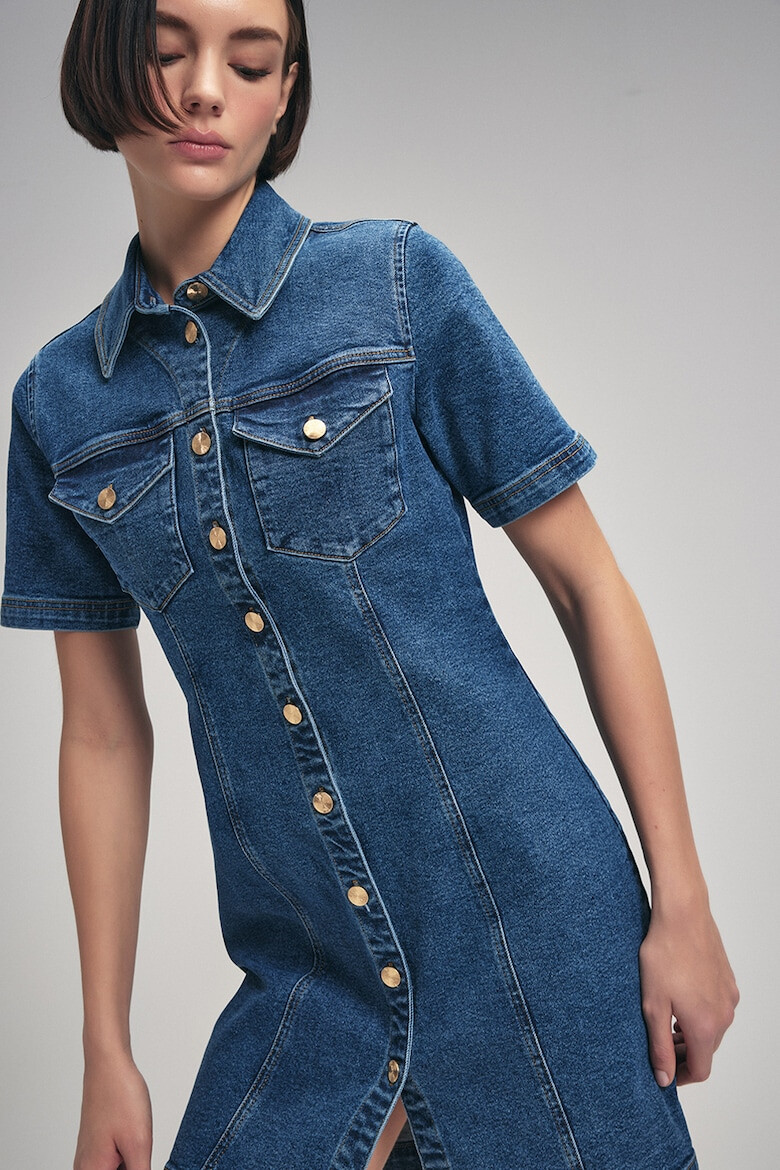 adL Rochie-camasa din denim cu croiala dreapta - Pled.ro