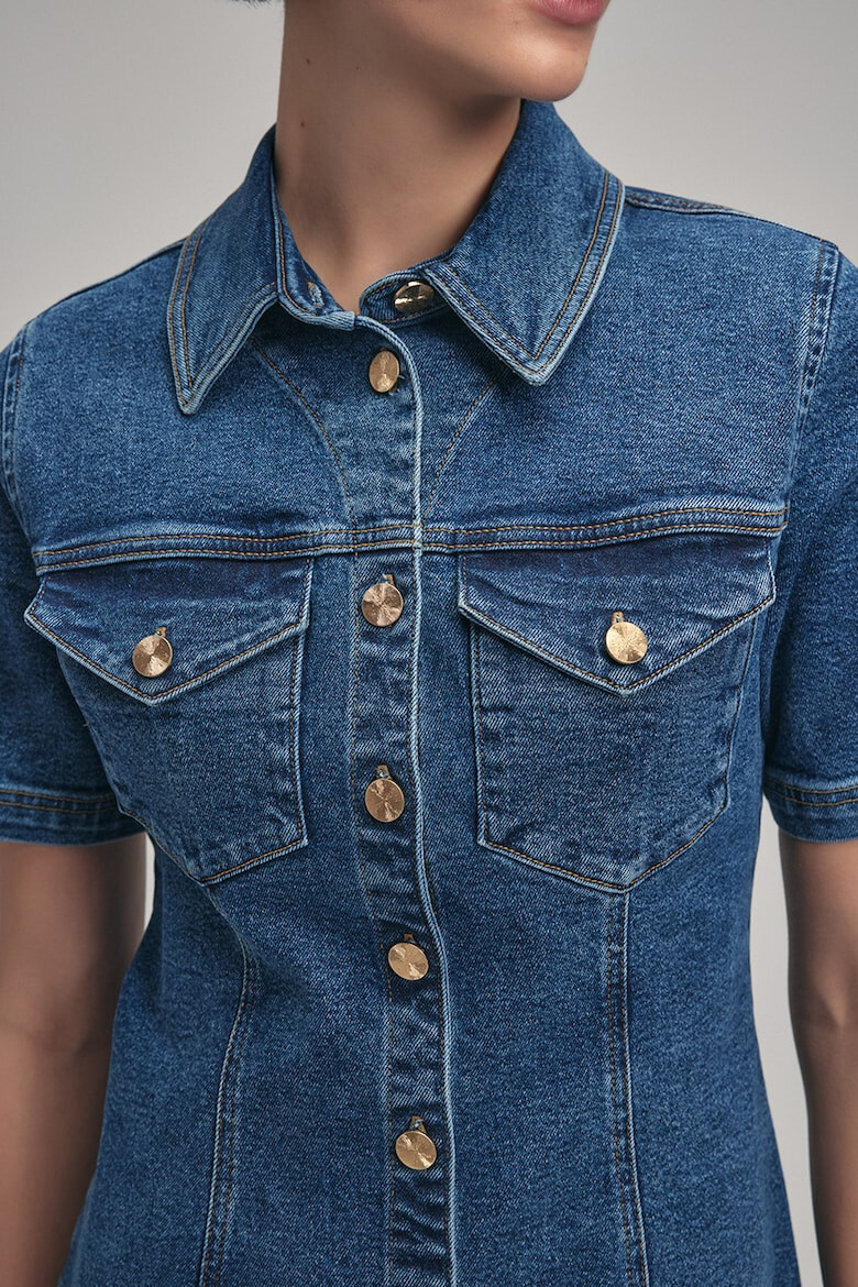 adL Rochie-camasa din denim cu croiala dreapta - Pled.ro