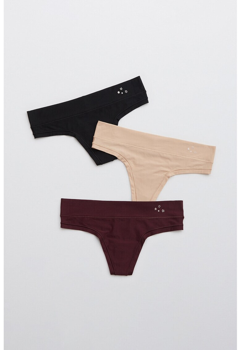 Aerie Set de chiloti tanga cu talie medie - 3 perechi - Pled.ro