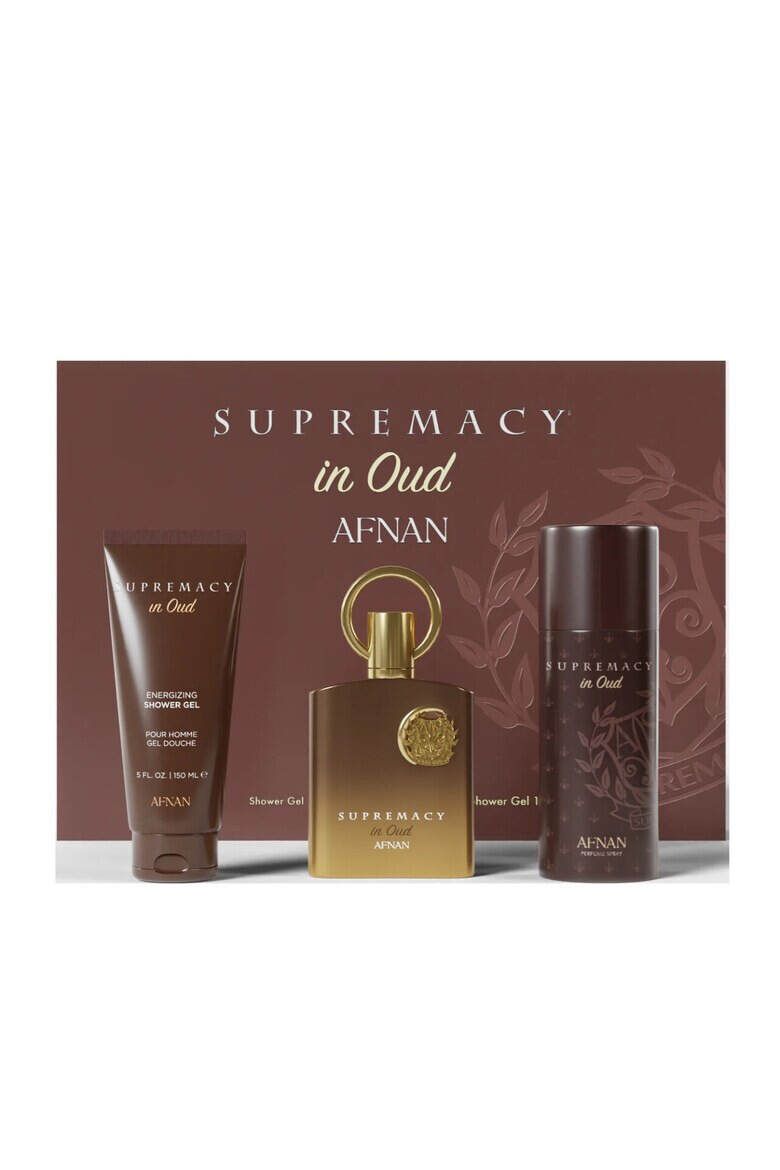 Afnan Set Extract de Parfum Supremacy in Oud Unisex 100 ml + Gel de dus 150 ml + Deodorant spray 150 ml - Pled.ro