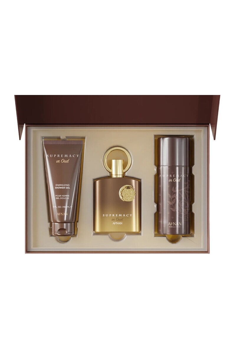 Afnan Set Extract de Parfum Supremacy in Oud Unisex 100 ml + Gel de dus 150 ml + Deodorant spray 150 ml - Pled.ro