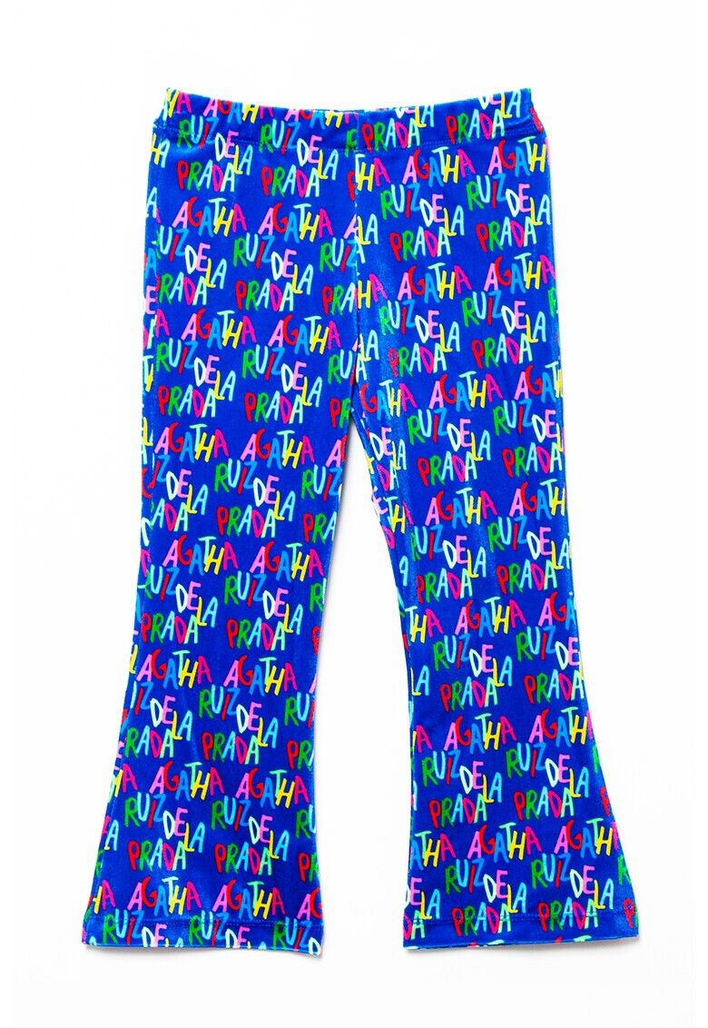 Agatha Ruiz de la Prada Pantaloni catifelati si evazati cu model logo - Pled.ro