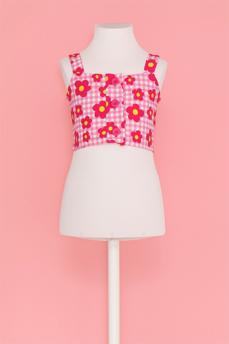 Agatha Ruiz de la Prada Top crop cu model in carouri si floral - Pled.ro