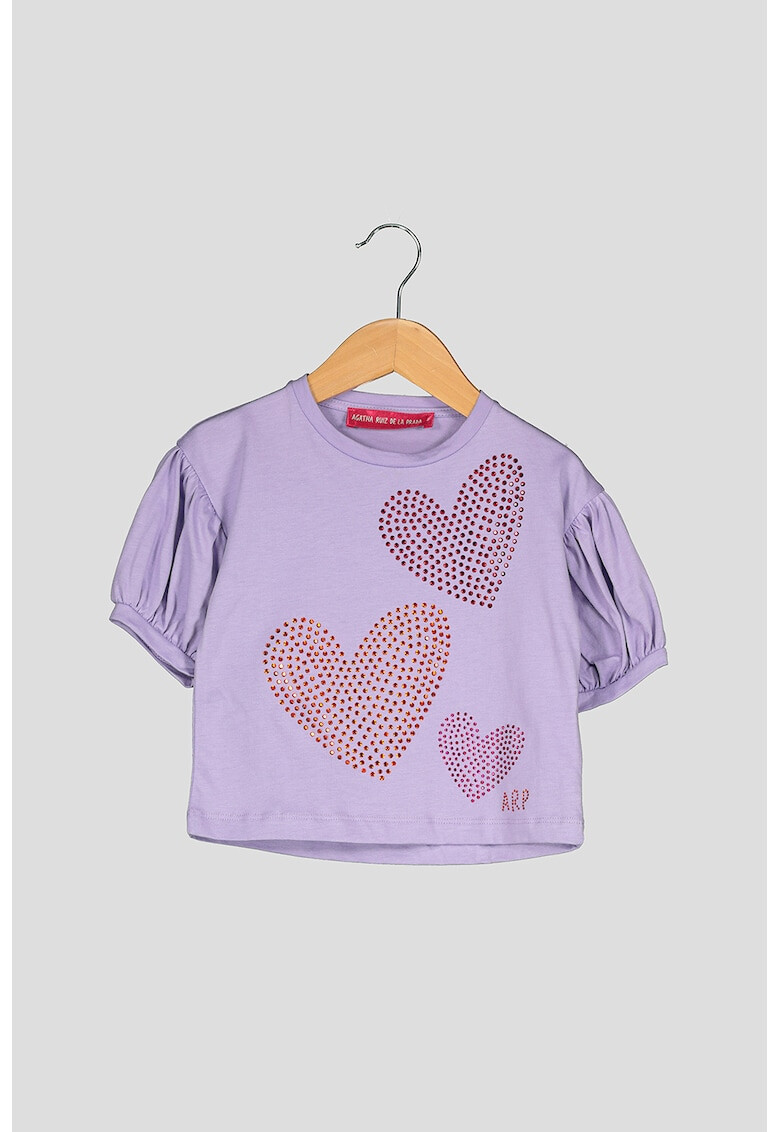 Agatha Ruiz de la Prada Tricou din bumbac cu aplicatii de strasuri Heartful Colors - Pled.ro