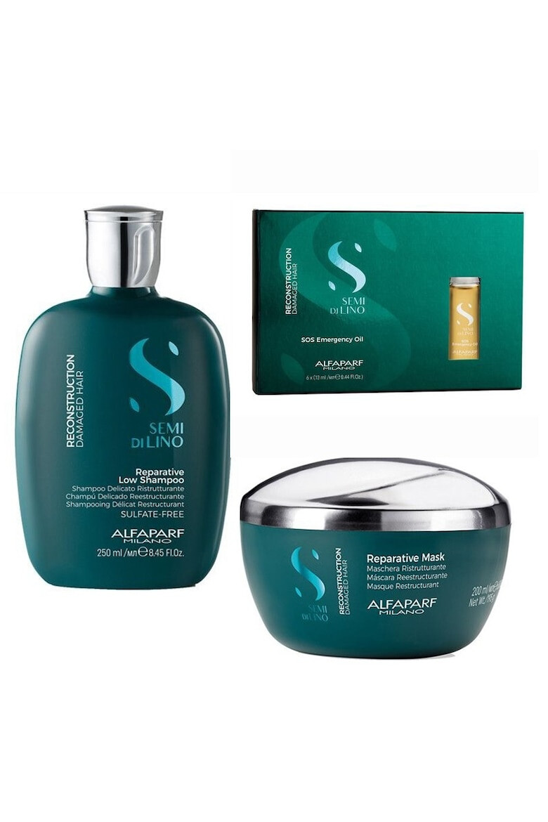 Alfaparf Milano Set Alfaparf Semi Di Lino Reconstruction:250 ml Sampon + 200 ml Masca + 6x13 ml Serum - Pled.ro